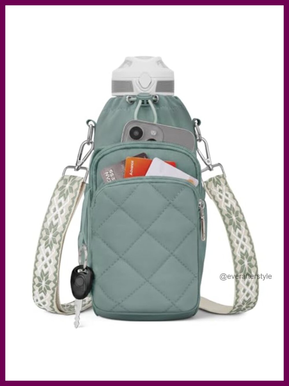 Insulated Water Bottle Bag Crossbody Holder with RFID